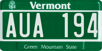 VT license plate AUA194