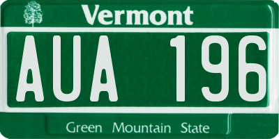 VT license plate AUA196