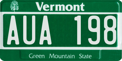 VT license plate AUA198