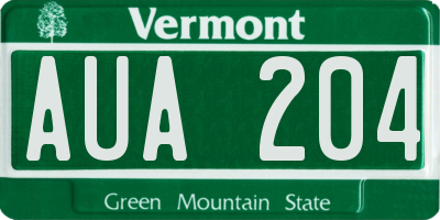 VT license plate AUA204