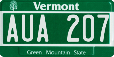 VT license plate AUA207