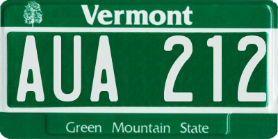 VT license plate AUA212