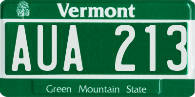 VT license plate AUA213
