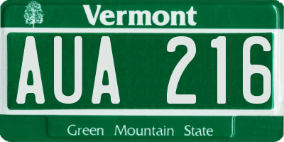 VT license plate AUA216