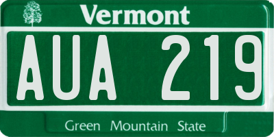 VT license plate AUA219