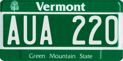 VT license plate AUA220