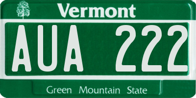 VT license plate AUA222