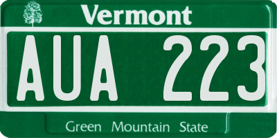 VT license plate AUA223