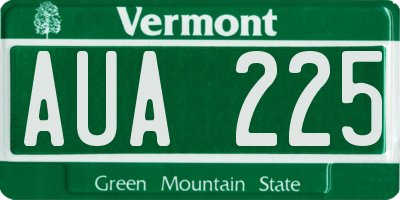 VT license plate AUA225