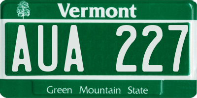 VT license plate AUA227