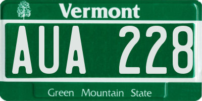 VT license plate AUA228
