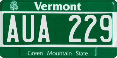 VT license plate AUA229