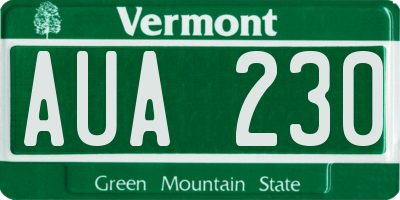 VT license plate AUA230