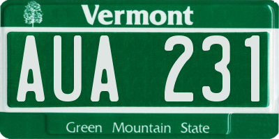 VT license plate AUA231