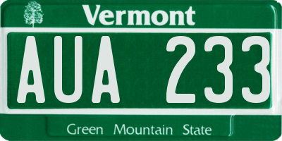 VT license plate AUA233