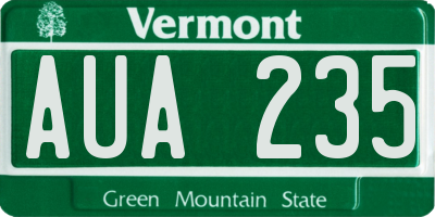 VT license plate AUA235