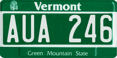 VT license plate AUA246