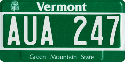 VT license plate AUA247