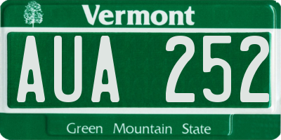 VT license plate AUA252