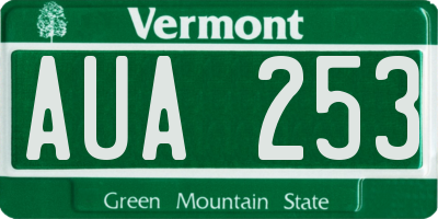 VT license plate AUA253