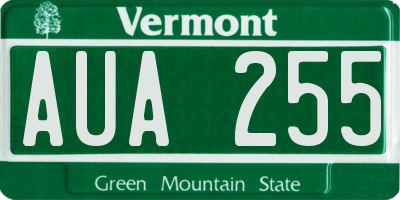 VT license plate AUA255
