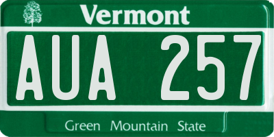 VT license plate AUA257