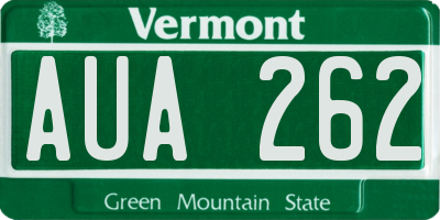 VT license plate AUA262