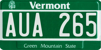 VT license plate AUA265