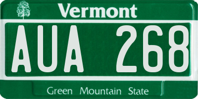 VT license plate AUA268