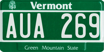 VT license plate AUA269