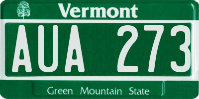 VT license plate AUA273