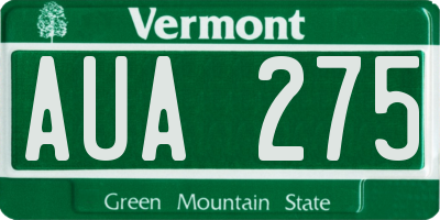 VT license plate AUA275