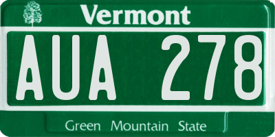 VT license plate AUA278