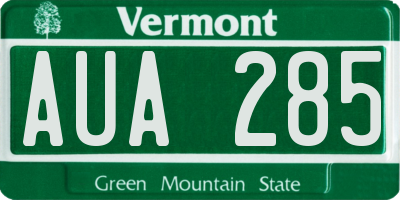 VT license plate AUA285