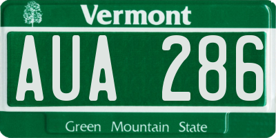 VT license plate AUA286