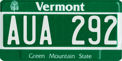 VT license plate AUA292
