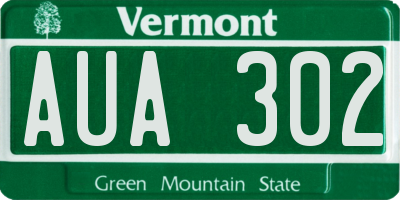 VT license plate AUA302
