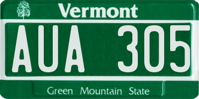 VT license plate AUA305