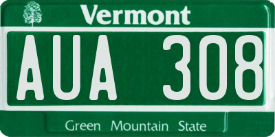 VT license plate AUA308