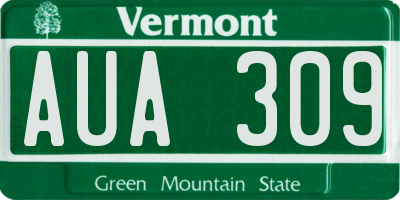 VT license plate AUA309