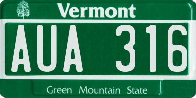 VT license plate AUA316