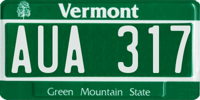 VT license plate AUA317