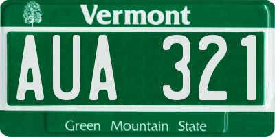 VT license plate AUA321
