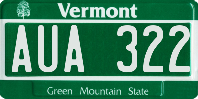 VT license plate AUA322