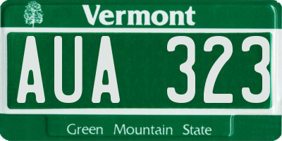 VT license plate AUA323