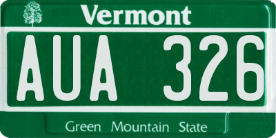 VT license plate AUA326