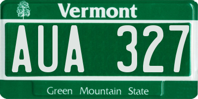 VT license plate AUA327