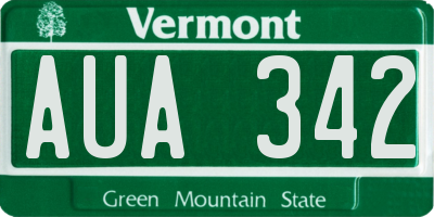 VT license plate AUA342