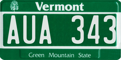 VT license plate AUA343