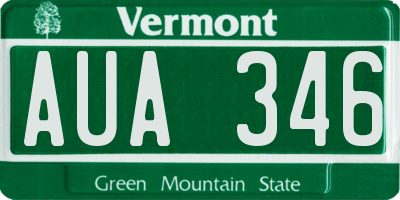 VT license plate AUA346